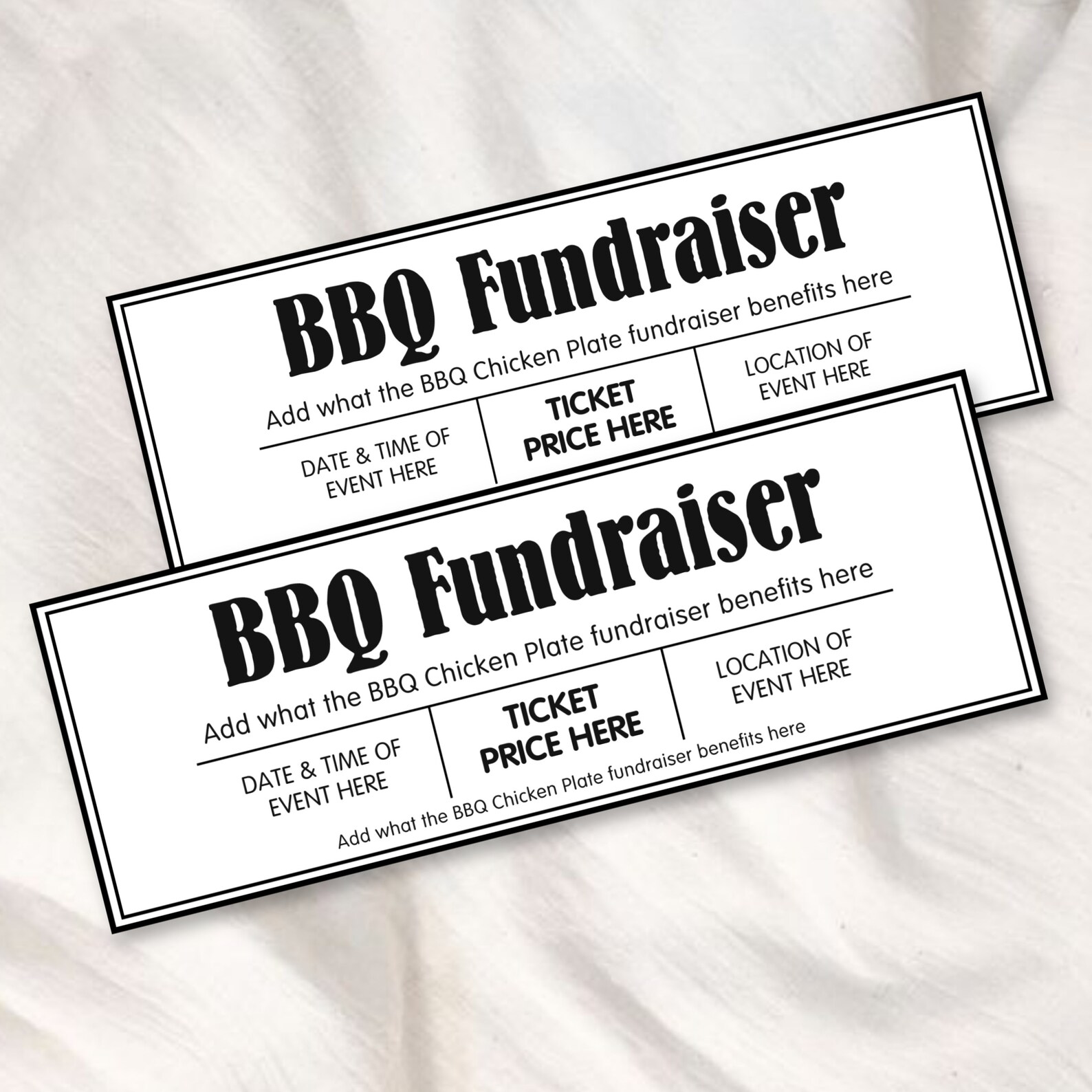 Fundraiser Ticket BBQ Fundraiser Invitation Editable BBQ Ticket ...