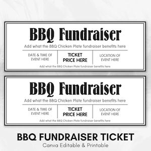 BBQ Fundraiser Ticket, Printable Fundraiser ticket, Event Ticket, printable Ticket, BBQ Fundraiser Ticket,BBQ fundraiser Invitation template