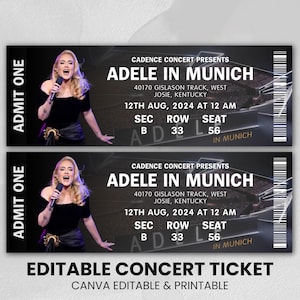 Editable Concert Ticket Template, Custom Concert Ticket Gift, DIY Event Ticket, Surprise Printable Concert Tickets Gift Idea, Canva Template