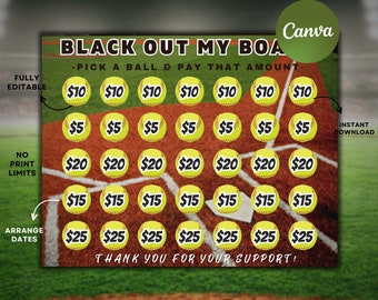 Editable Softball Fundraiser Calendar, Calendar Fundraiser, Fundraiser Calendar Printable, Softball Template, 11 x 8.5 in, Instant Download