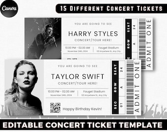 Editable Concert Ticket Template, Custom Concert Ticket Gift, DIY Event Ticket, Surprise Printable Concert Tickets Gift Idea, Canva Template