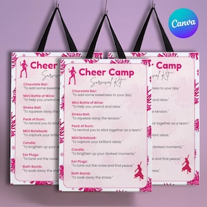 Printable Cheer Camp Survival Kit, Cheer Camp gifts, Cheer Camp kit, Cheerleading survival Kit Canva Template, Cheer Camp, Instant download