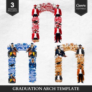 Graduation Entrance Arch Design, Editable Graduation Arch Template, Balloon Arch Template, Graduation Party Decor, Canva Template