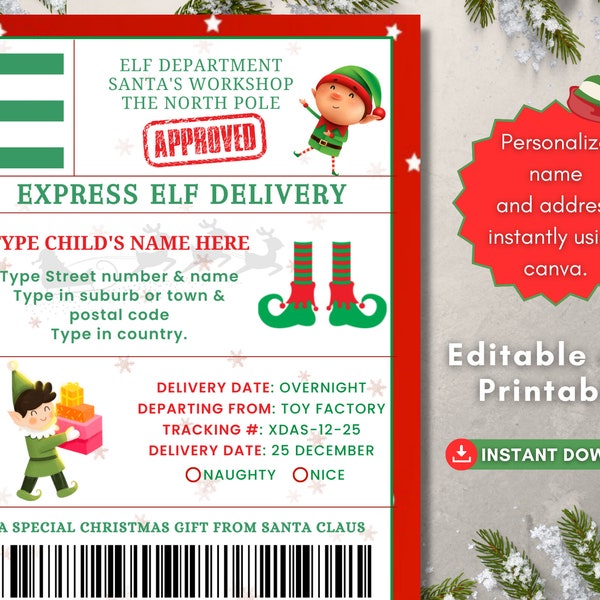 Elf Mail Shipping Labels North Pole Stickers, Elf Mail Label, Elf Mail, Santa Mail, Printable Christmas Mailing Stickers Kit, Elf Delivery