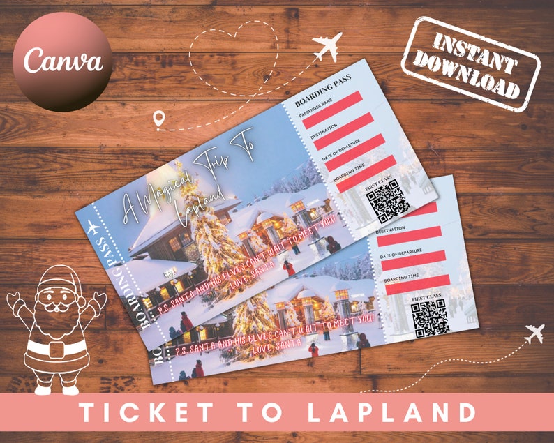 Lapland Ticket Elf Boarding Pass Christmas Ticket Boarding Etsy