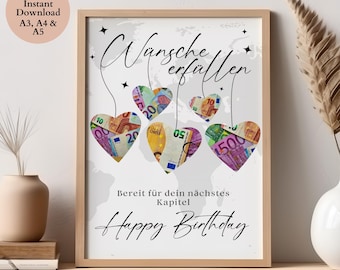 Birthday Money Gift, Cash Gift for Birthday, Diy Money Gift, Happy Birthday Gift, Money Gift for Adults, Canva Template, Digital Download
