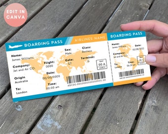 Print-at-home, Boarding Pass, Surprise Trip, Airline Ticket, Flight Gift Voucher, Fake Ticket, Gift coupon, Instant download