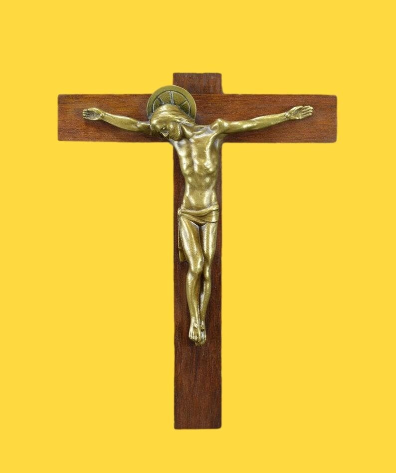Wall Crucifix Hartmann Bronze and Wood Wall Cross Art Deco Etsy