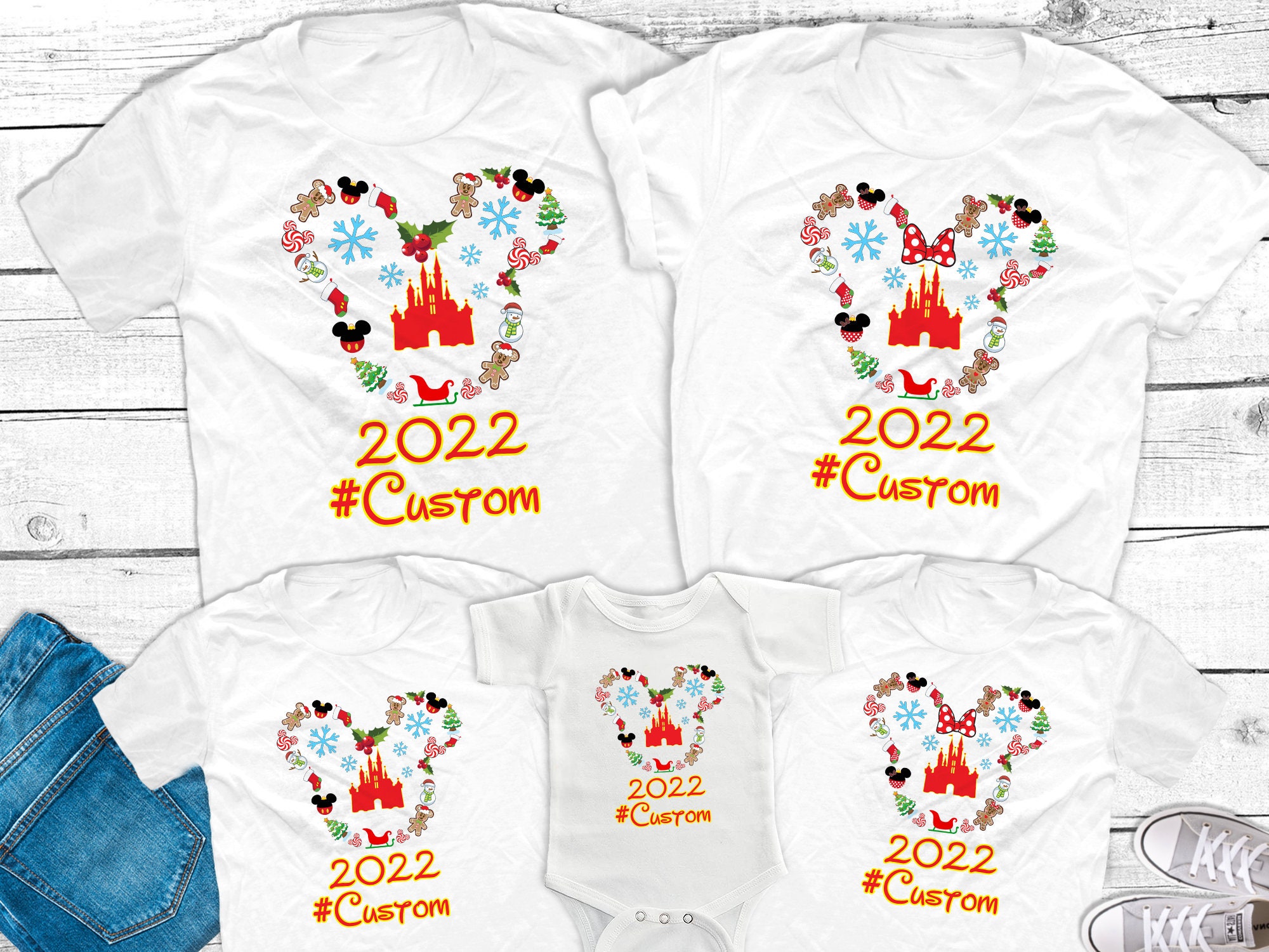Discover Custom Disney Christmas Shirts, Disney Mickey and Minnie 2022 matching shirts