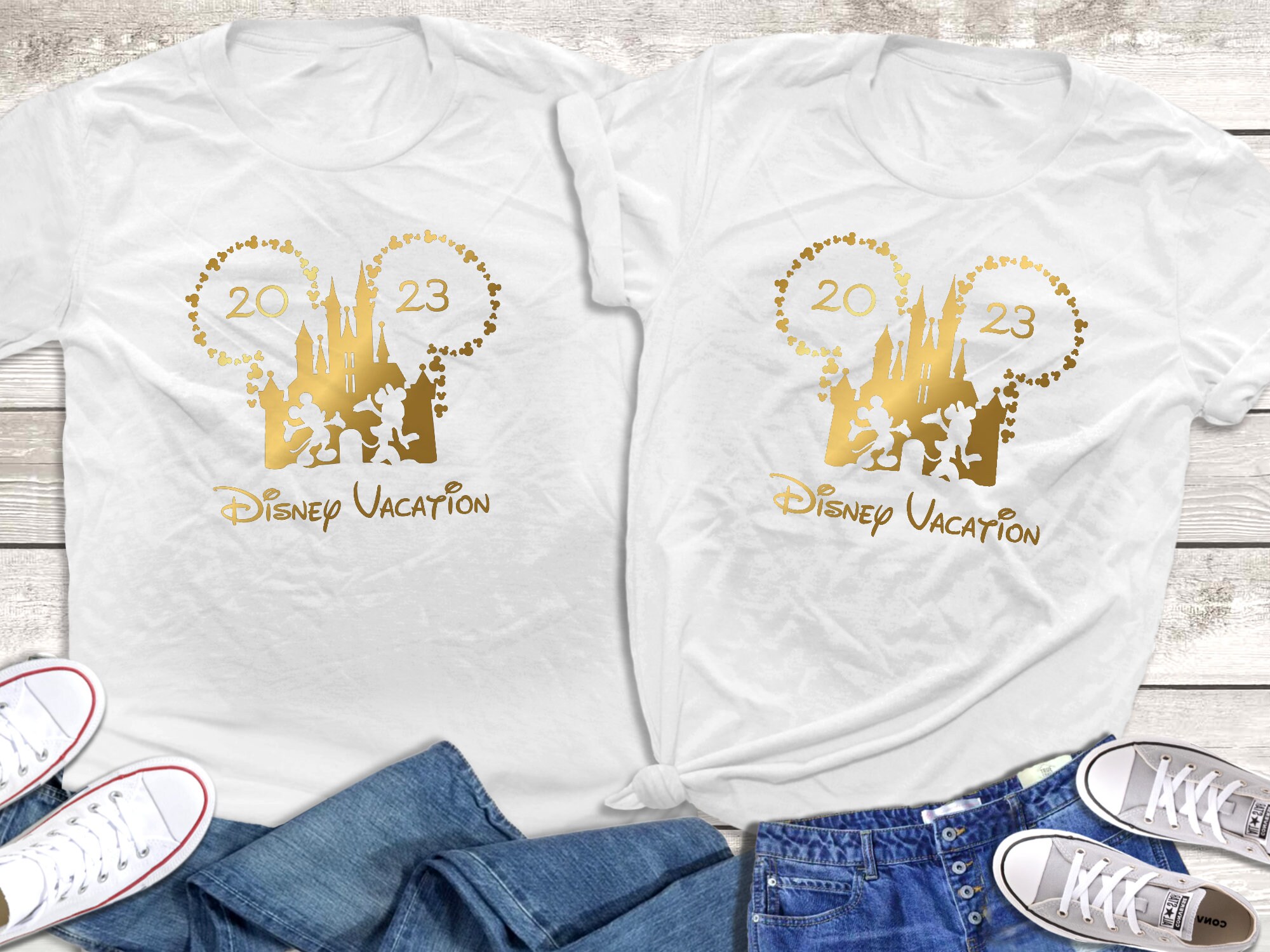 Disney Family Vacation 2023 Shirts, Disney Gold Foil Shirts
