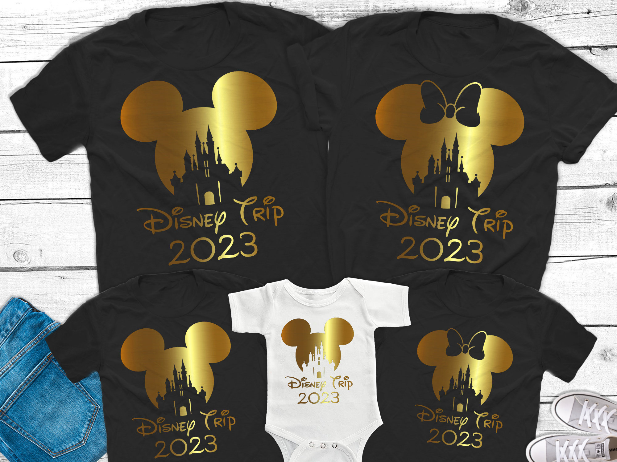 Discover Disney Castle Family Trip 2023 Shirts, Disneyworld Gold Foil Shirts