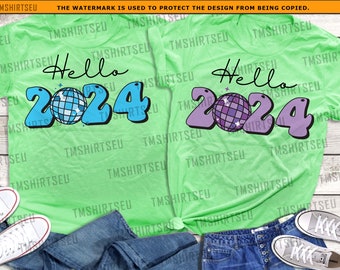 Hello 2024 Happy New Years Shirt, Happy New Year 2024 Shirts, New Year's Eve Shirts, Family Matching Shirts, Couple Shirts, Holiday Shirts