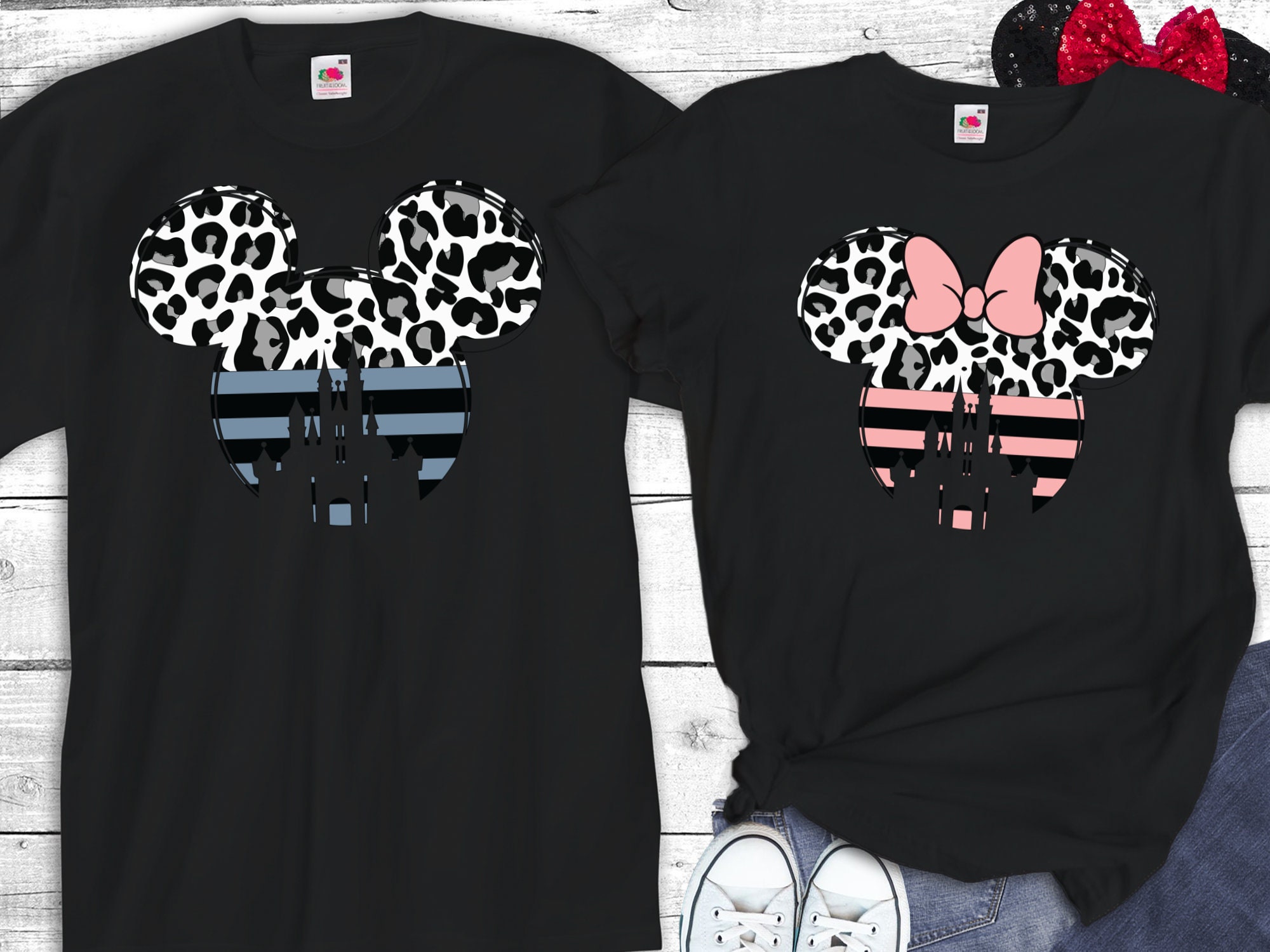 Disney Castle Paar Leopard Couple T-Shirt Disney Castle Paar Leopard Couple T-Shirt