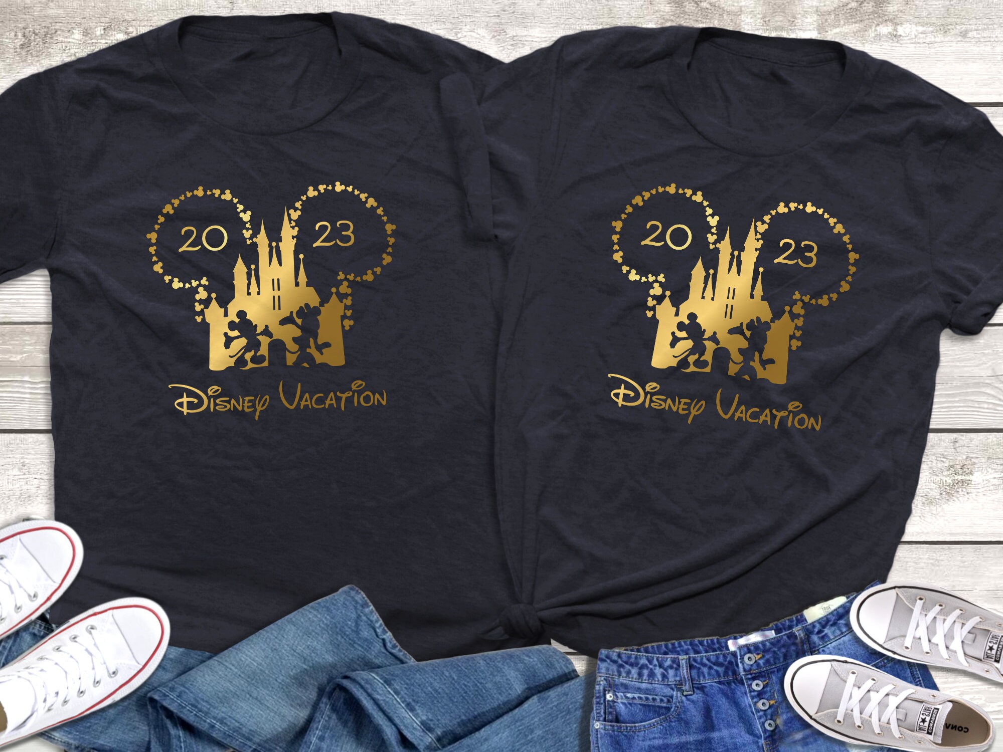 Disney Family Vacation 2023 Shirts, Disney Gold Foil Shirt Designed ...