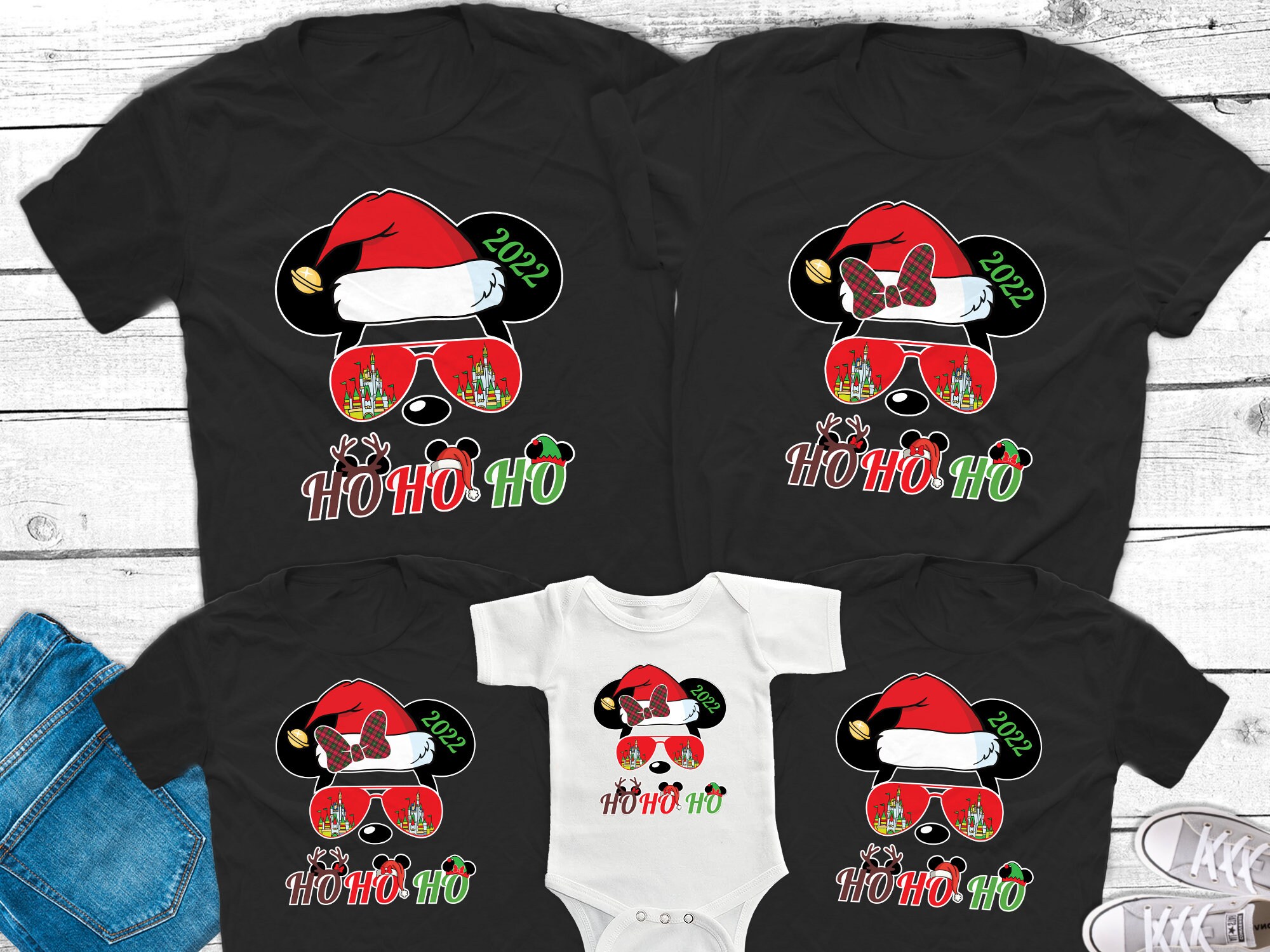 Discover Custom Disney Christmas 2022 Shirts, Disney Mickey and Minnie Merry Christmas matching shirts