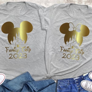 Disney Family Trip 2023 Couple Shirts Disneyworld Gold Foil - Etsy