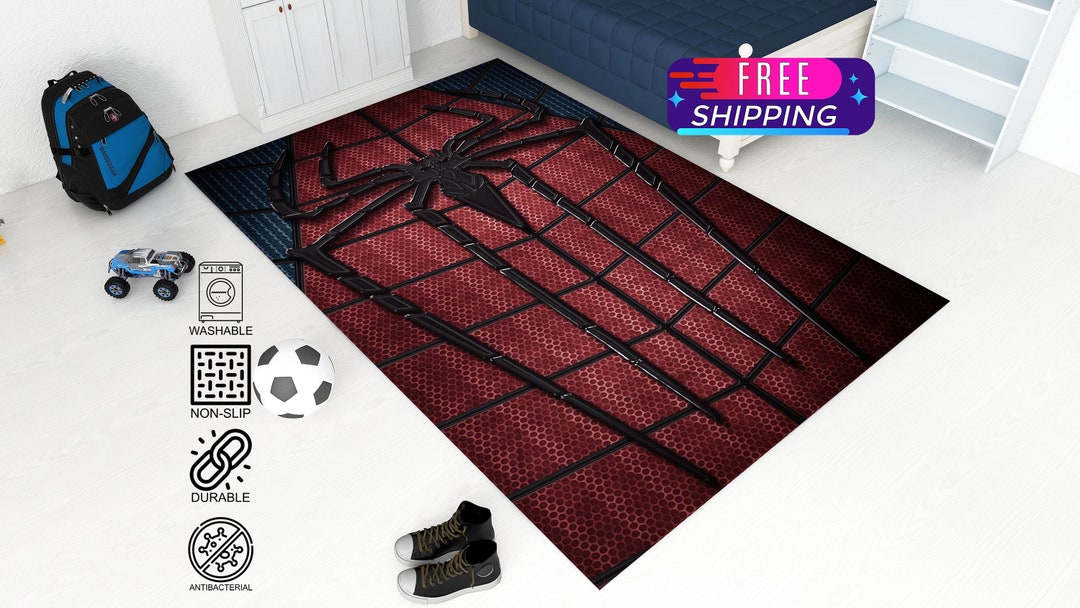 Spiderman Rug, Spiderman Series Rug, Spider Logo Rug, Marvel Rug ...
