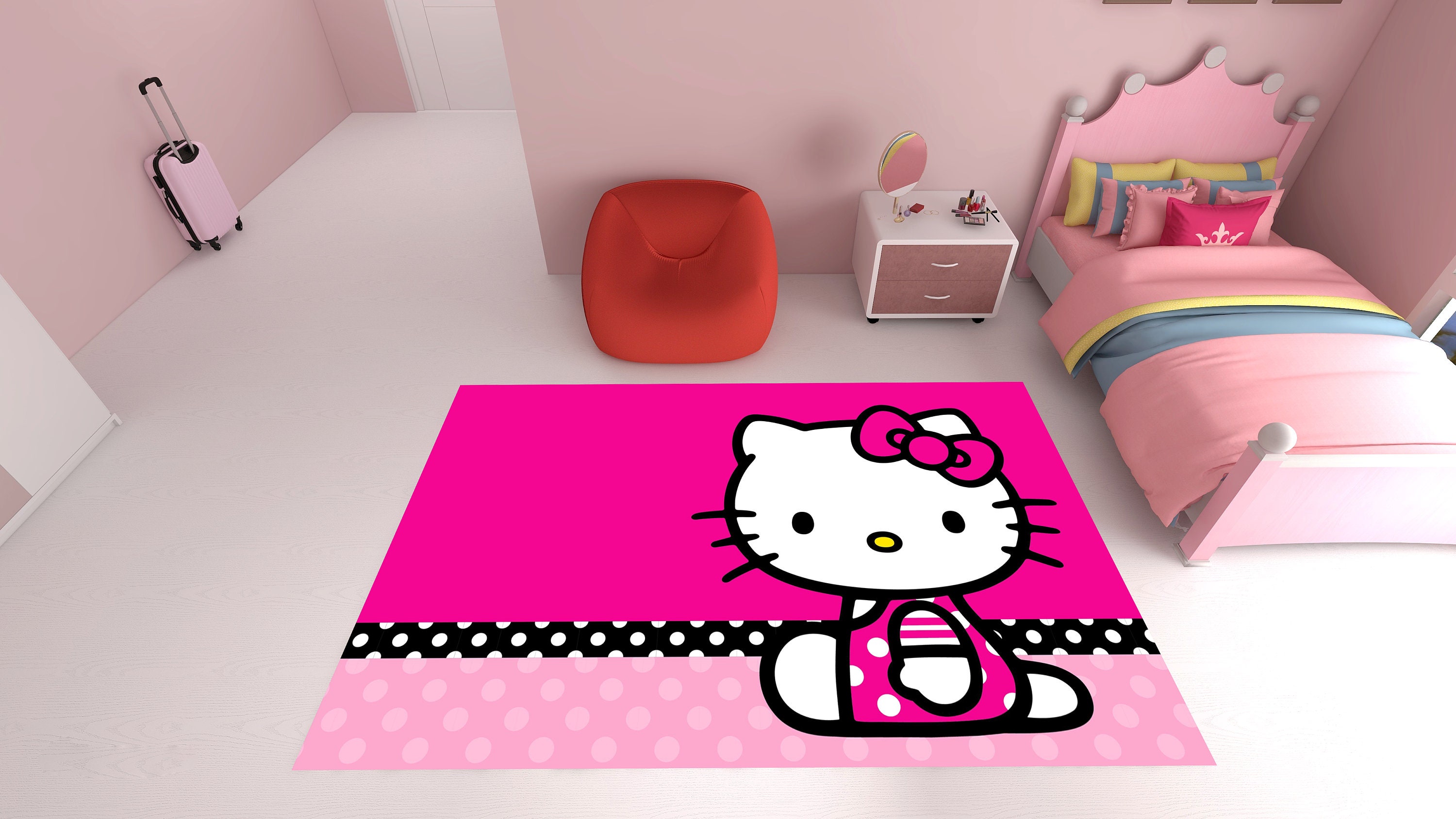 Hello Kitty Hello Kitty Series Rug Cartoon Rug Pink Color Etsy