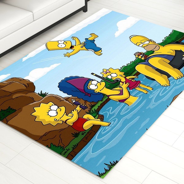 Der Simpsons Teppich, beliebte TV-Serie Teppich, Fan Teppich, Strand Teppich, Anti-Rutsch Teppich, langlebiger Teppich, personalisiertes Geschenk, Kunst Teppich