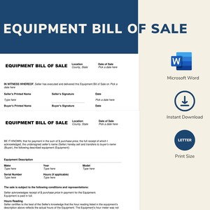 基本機器売買契約書の印刷可能な編集可能なテンプレート | 2 ページの Microsoft Word 文書 | レター サイズ