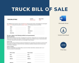 Truck Bill of Sale - Etsy