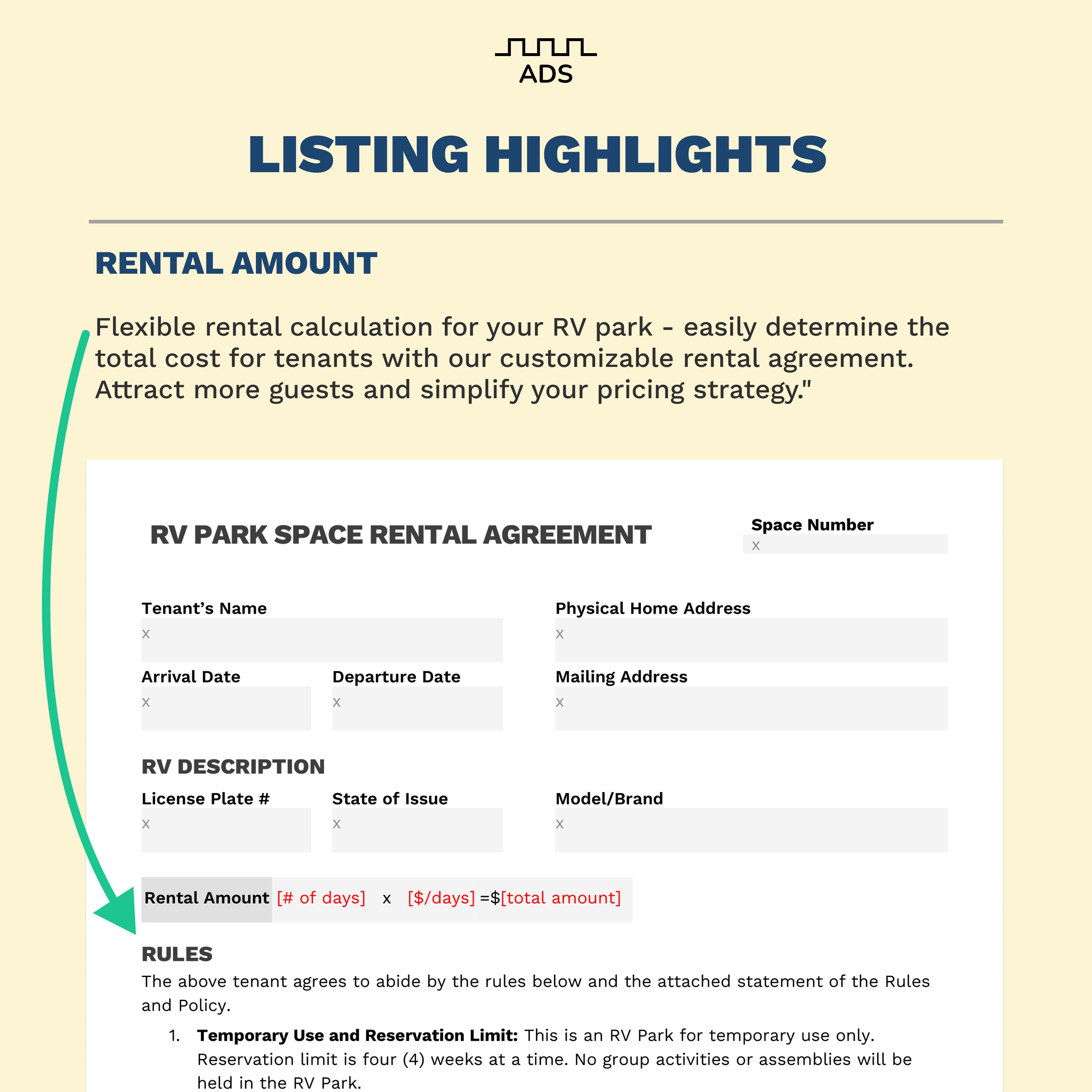 RV Parking Space Rental Agreement RV Lot Rental Agreement Letter Size RV Parking Space Rental Agreement RV Lot Rental Agreement Letter Size