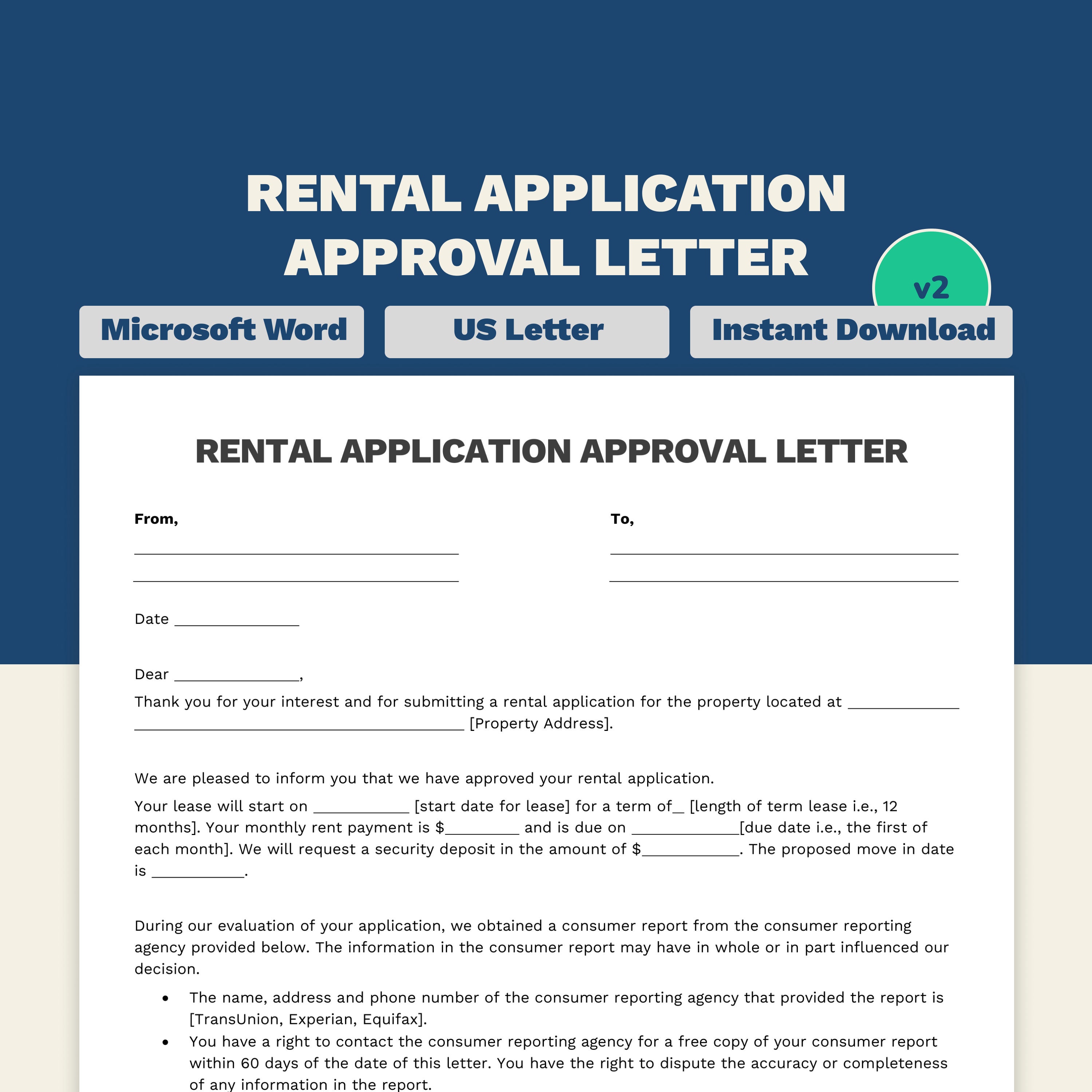 Rental Application Approval Letter Landlord Forms Letter Size Word
