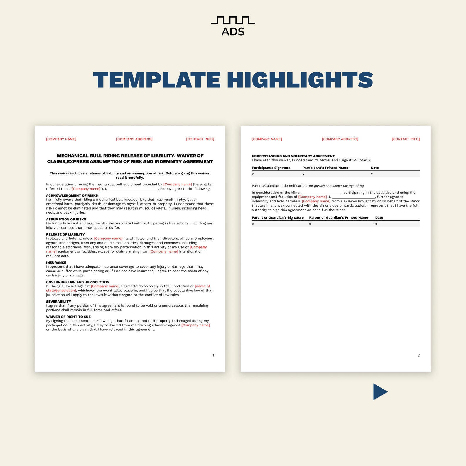 Mechanical Bull Liability Waiver Form Rodeo Bull Liability Waiver