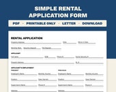 Simple Rental Application Form 2 Page Printable PDF - Etsy