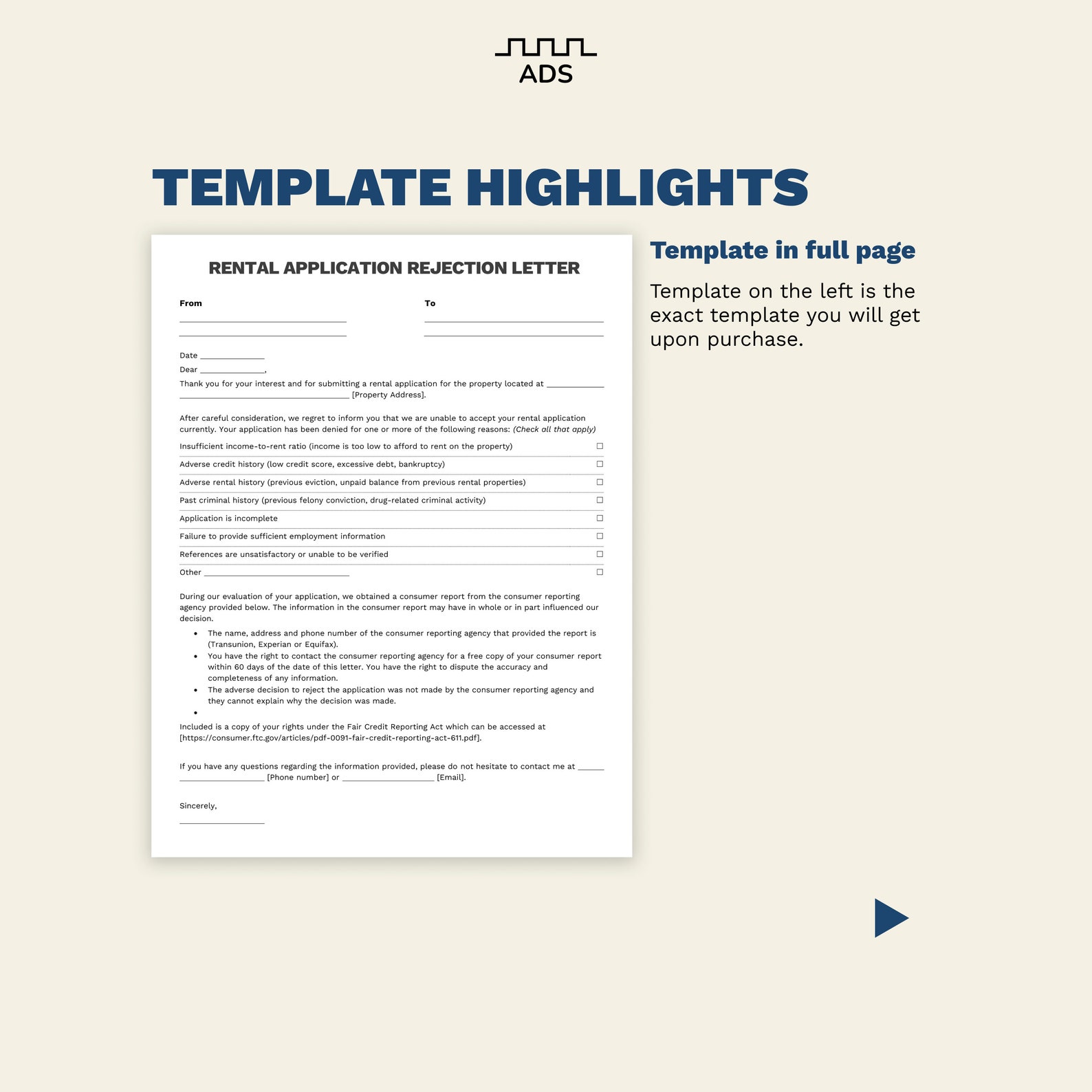 Rental Application Rejection Letter Template Landlord Forms Letter Size