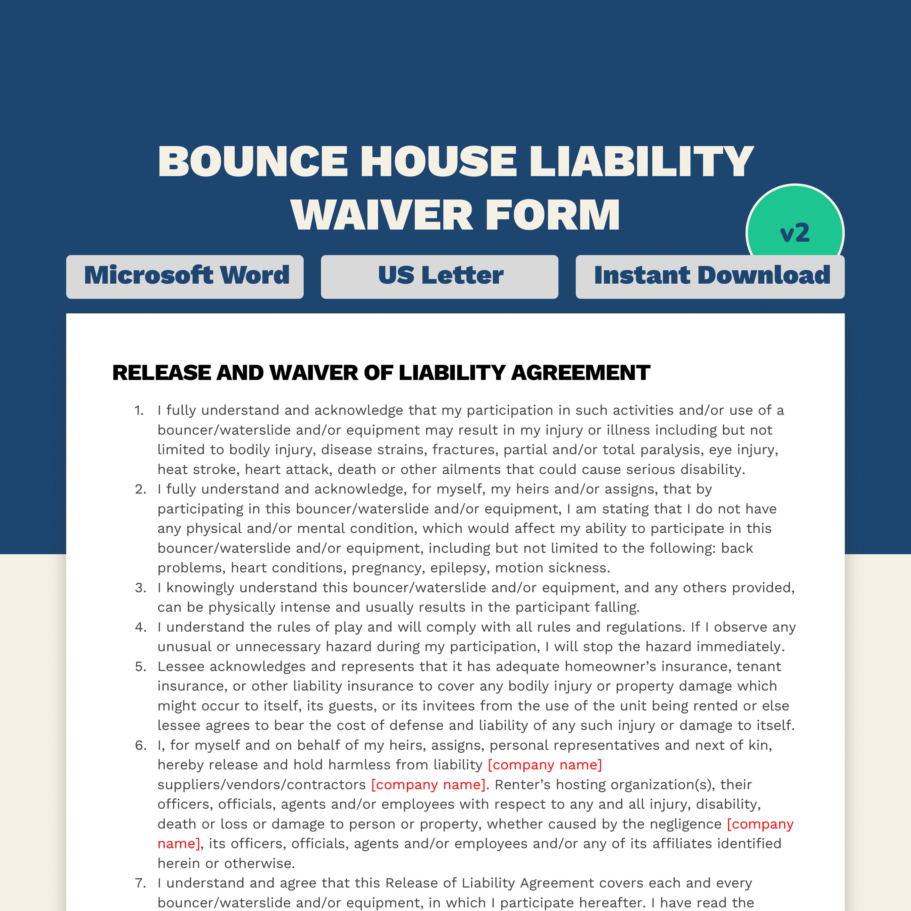 bounce-house-waiver-of-liability-form-letter-size-word-etsy