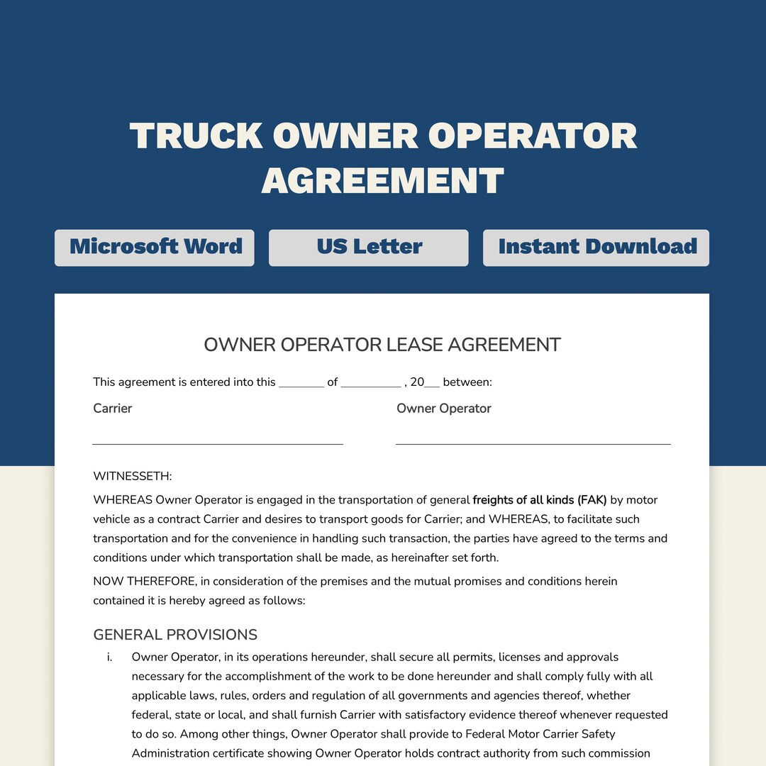 Editable Truck Owner Operator Lease Agreement Template Form Editable Editable Truck Owner Operator Lease Agreement Template Form Editable