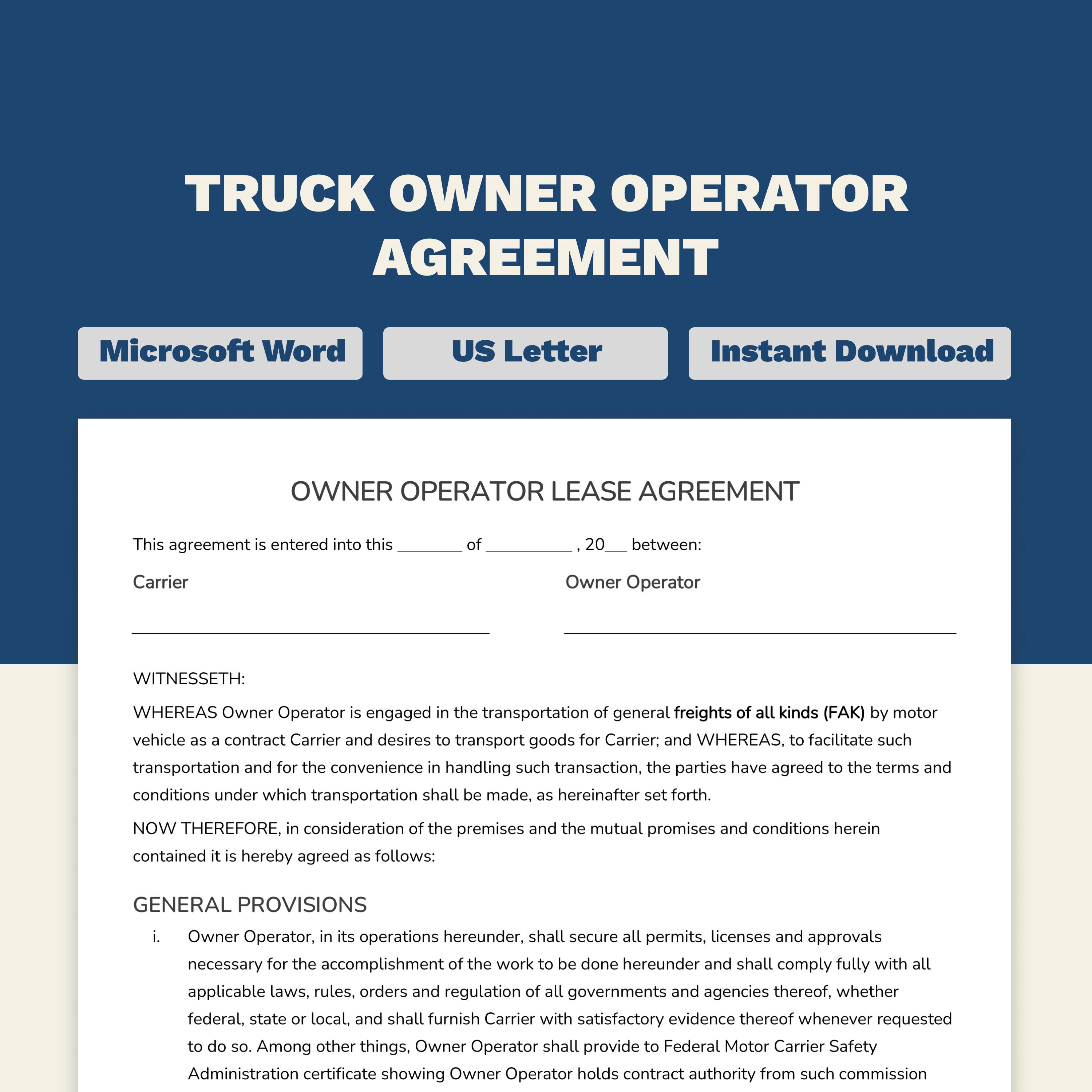 Editable Truck Owner Operator Lease Agreement Template Form Etsy Editable Truck Owner Operator Lease Agreement Template Form Etsy