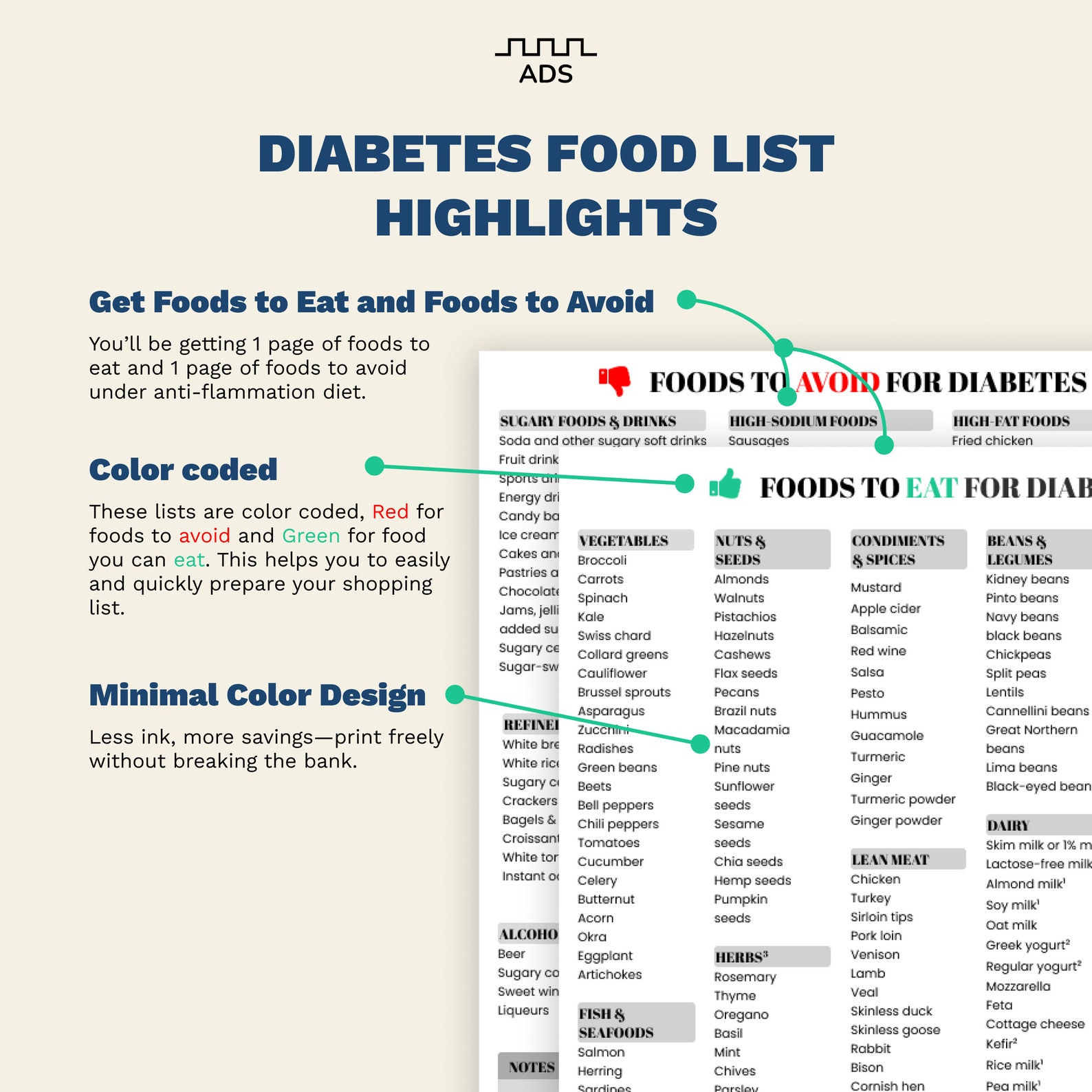 Ultimate Diabetic Food List PDF Printable Guide A4 Letter Size Ultimate Diabetic Food List PDF Printable Guide A4 Letter Size