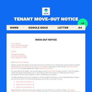 Tenant Move Out Letter Template: Notice to Landlord (Editable, Printable)