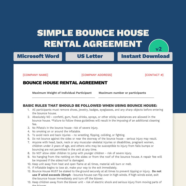 Simple Bounce House Rental Agreement Inflatable Bounce House Contract