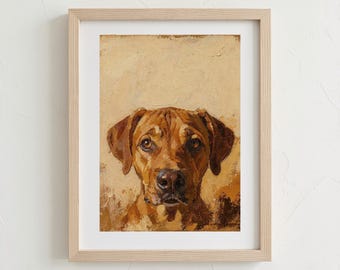 Custom Pet Portrait with Name Personalized Oil Style Dog Art Printable Gift