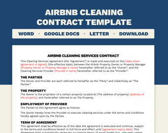 Modello di contratto di pulizia Airbnb: contratto di locazione per vacanze (DOCX)