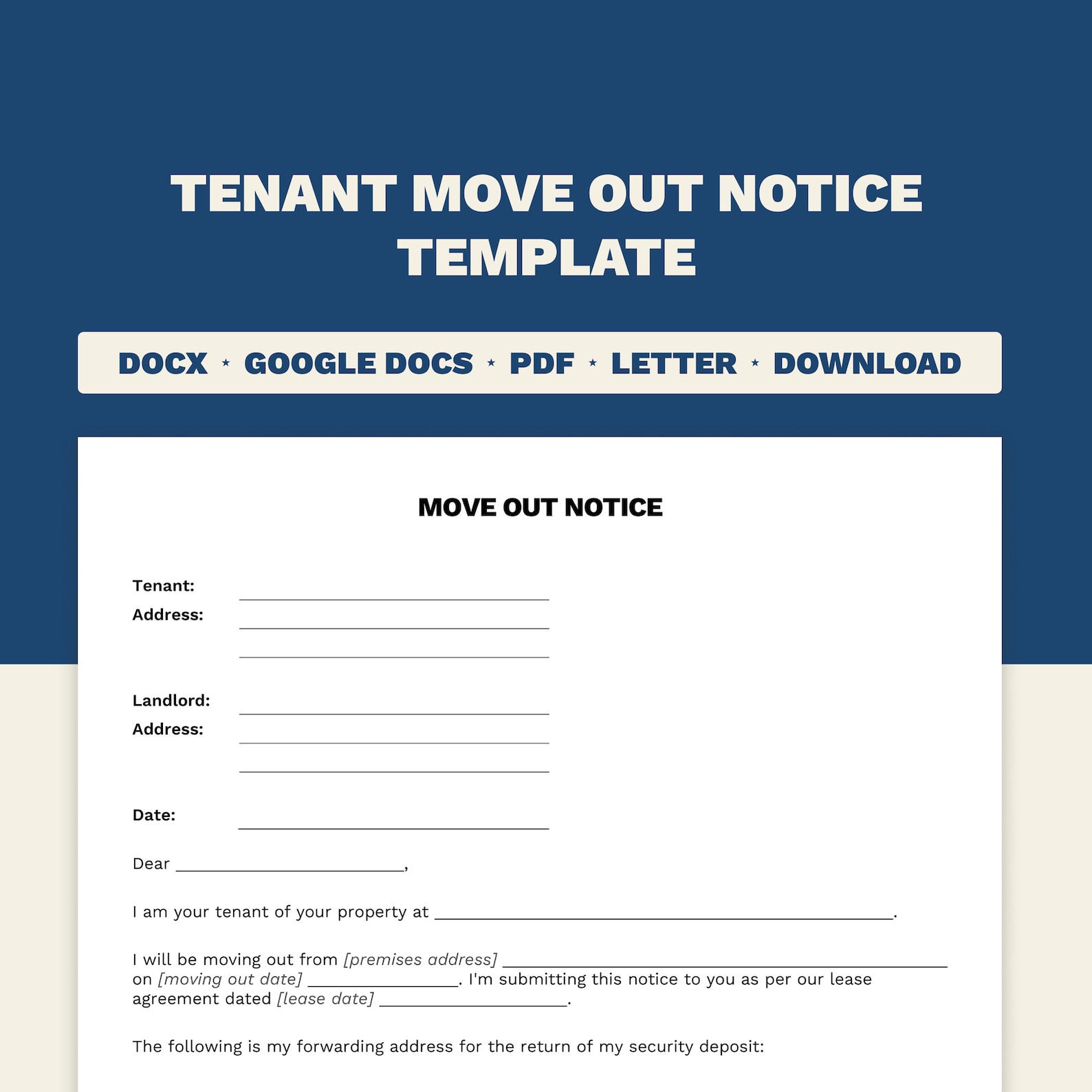 Tenant Move Out Letter Template Notice to Vacate Tenant to Landlord Tenant Move Out Letter Template Notice to Vacate Tenant to Landlord