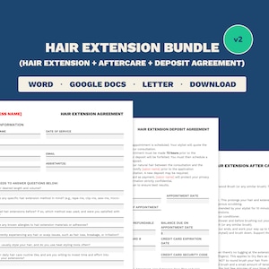 Paquete de extensiones de cabello: Contrato, depósito y cuidados posteriores (descarga digital)