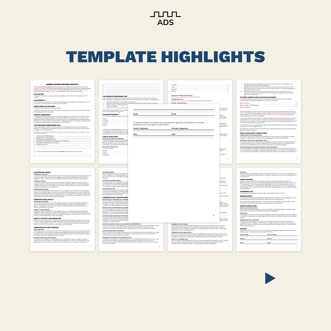 Airbnb Cleaning Contract Template Vacation Rental Agreement (DOCX) Etsy