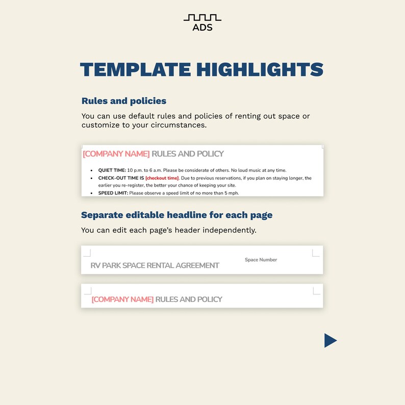 RV Parking Space Rental Agreement RV Lot Rental Agreement Etsy