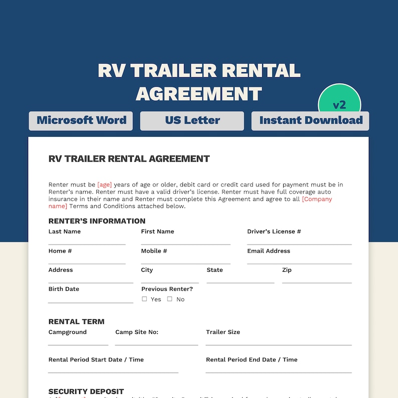 RV Trailer Rental Agreement Short Term Rental RV Camper 5 Etsy RV Trailer Rental Agreement Short Term Rental RV Camper 5 Etsy