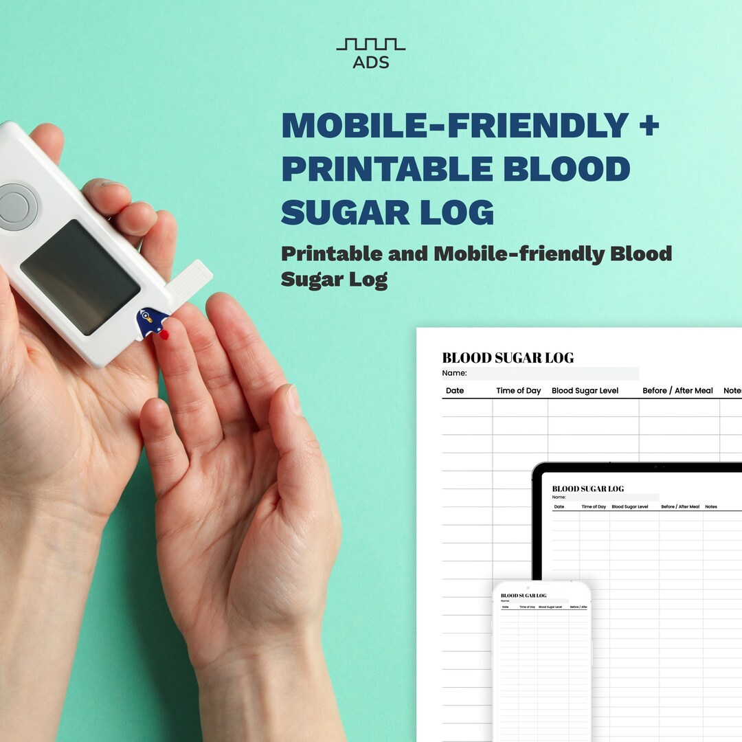 Blood Sugar Log | Diabetes Glucose Tracker, Printable PDF & Google Docs ...