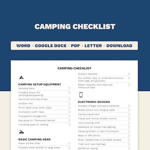 Ultimate Camping Checklist | Printable and Editable | Pre Written and ...
