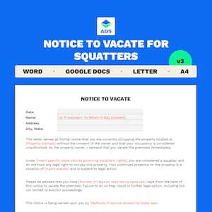 Notice to Vacate Squatter Template (Microsoft Word)