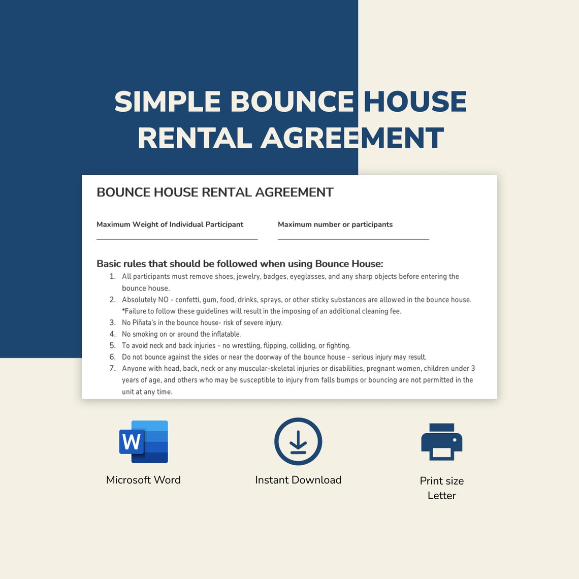 Simple Bounce House Rental Agreement Inflatable Bounce House Etsy