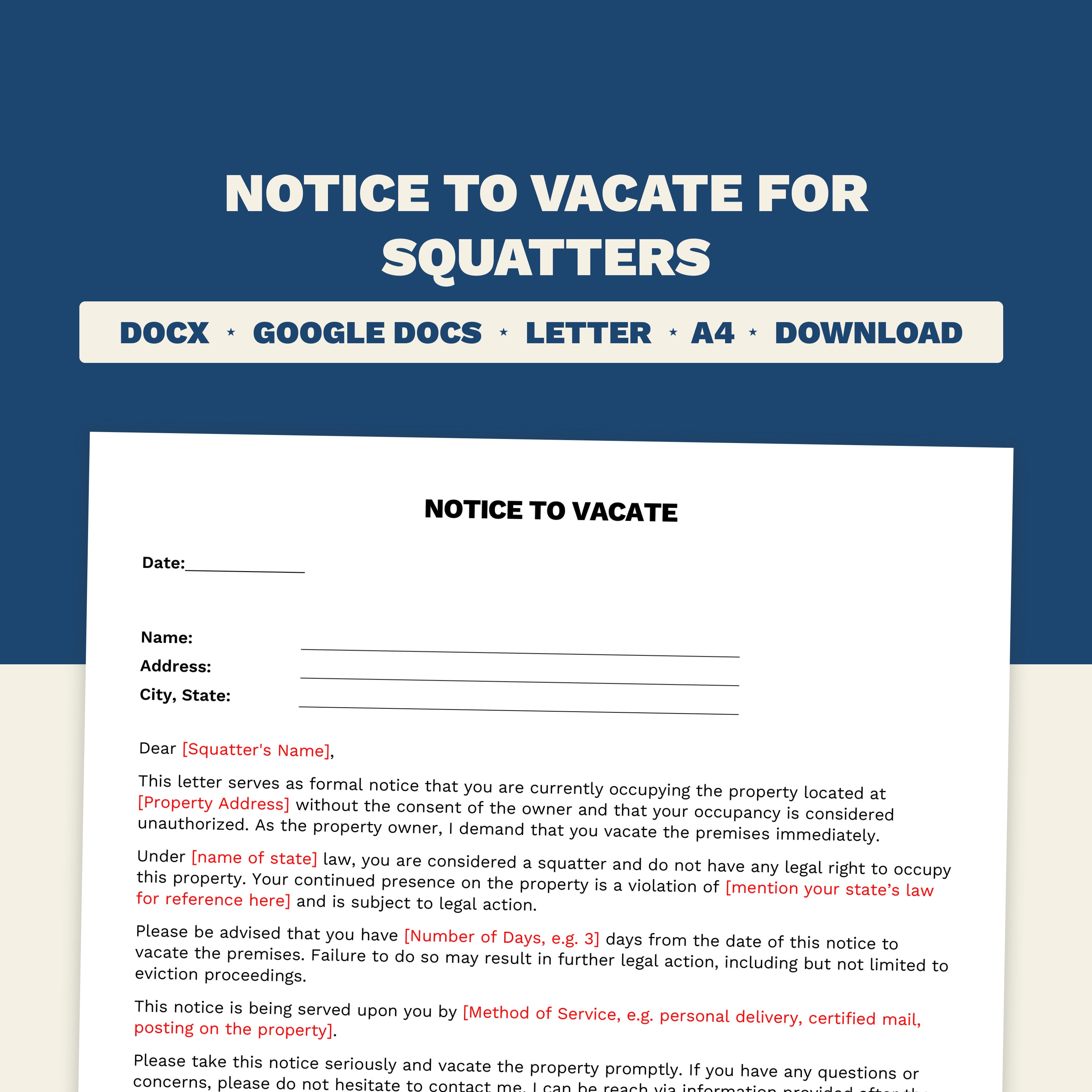Notice To Vacate Squatter Unauthorized Occupancy Notice Illegal notice-to-vacate-squatter-unauthorized-occupancy-notice-illegal