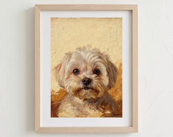 Maltipoo Custom Pet Portrait from Photo Oil Painting Style Digital Dog Mom Gift Print