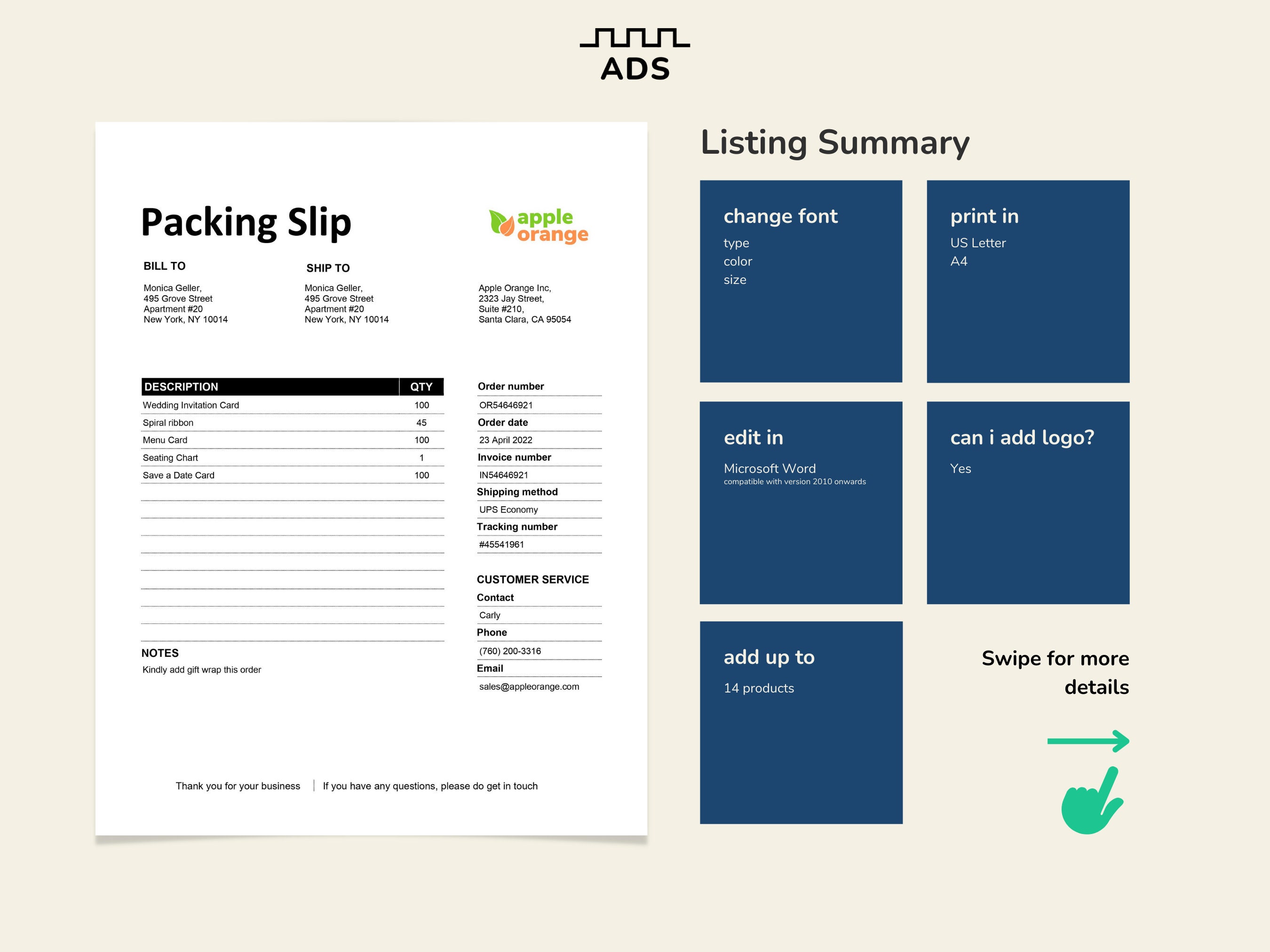 Packing Slip Template Fillable PDF Printable Editable Shipment packing-slip-templates